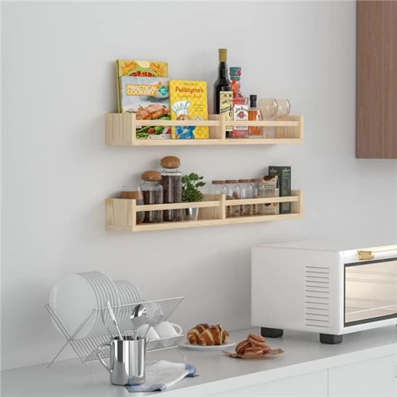 Classic Nursery Shelves, Set of 2 Floating Book Shelves for Kids Room (32Lx4W) - Picture 11 of 12